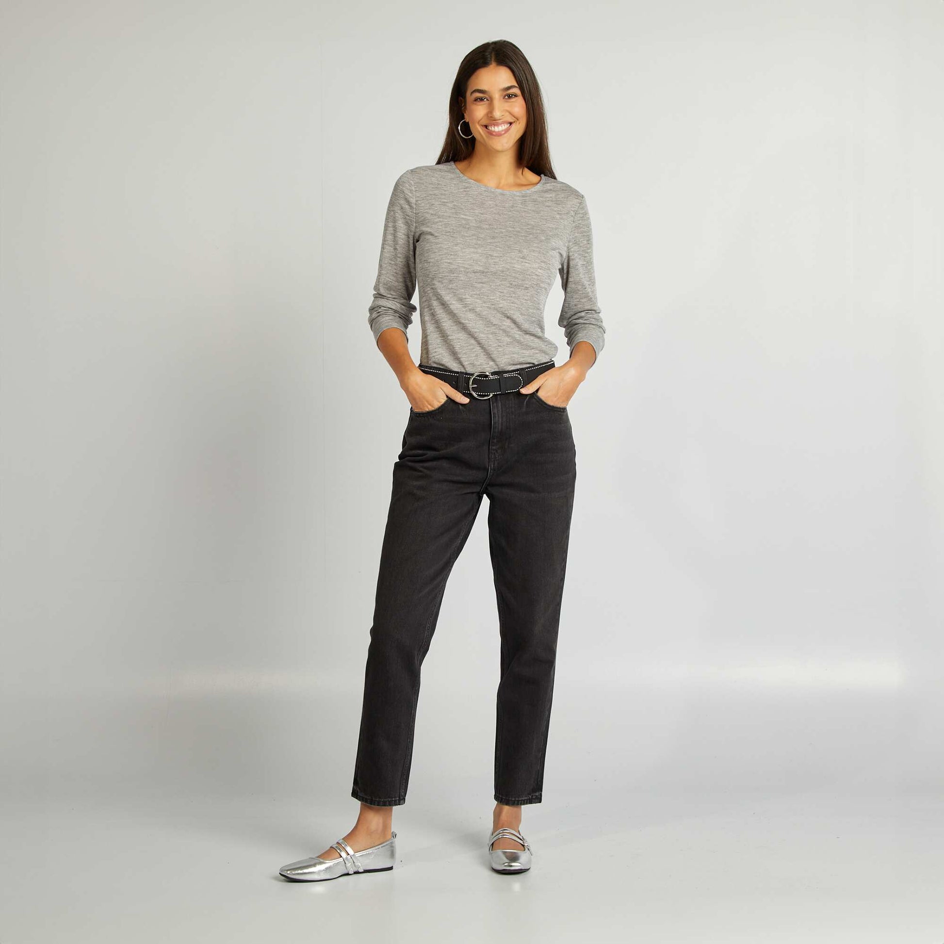 Tee-shirt fluide maille moulinée Gris