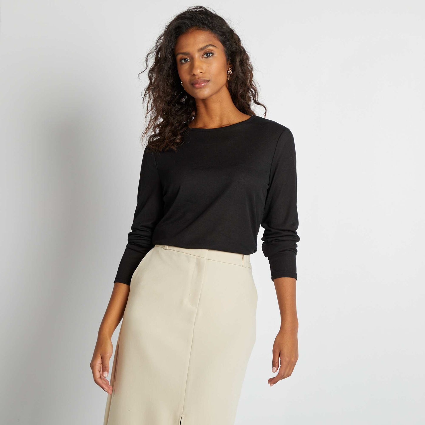 Tee-shirt fluide maille moulinée noir