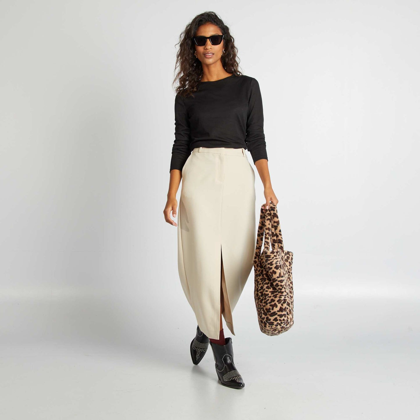 Tee-shirt fluide maille moulinée noir