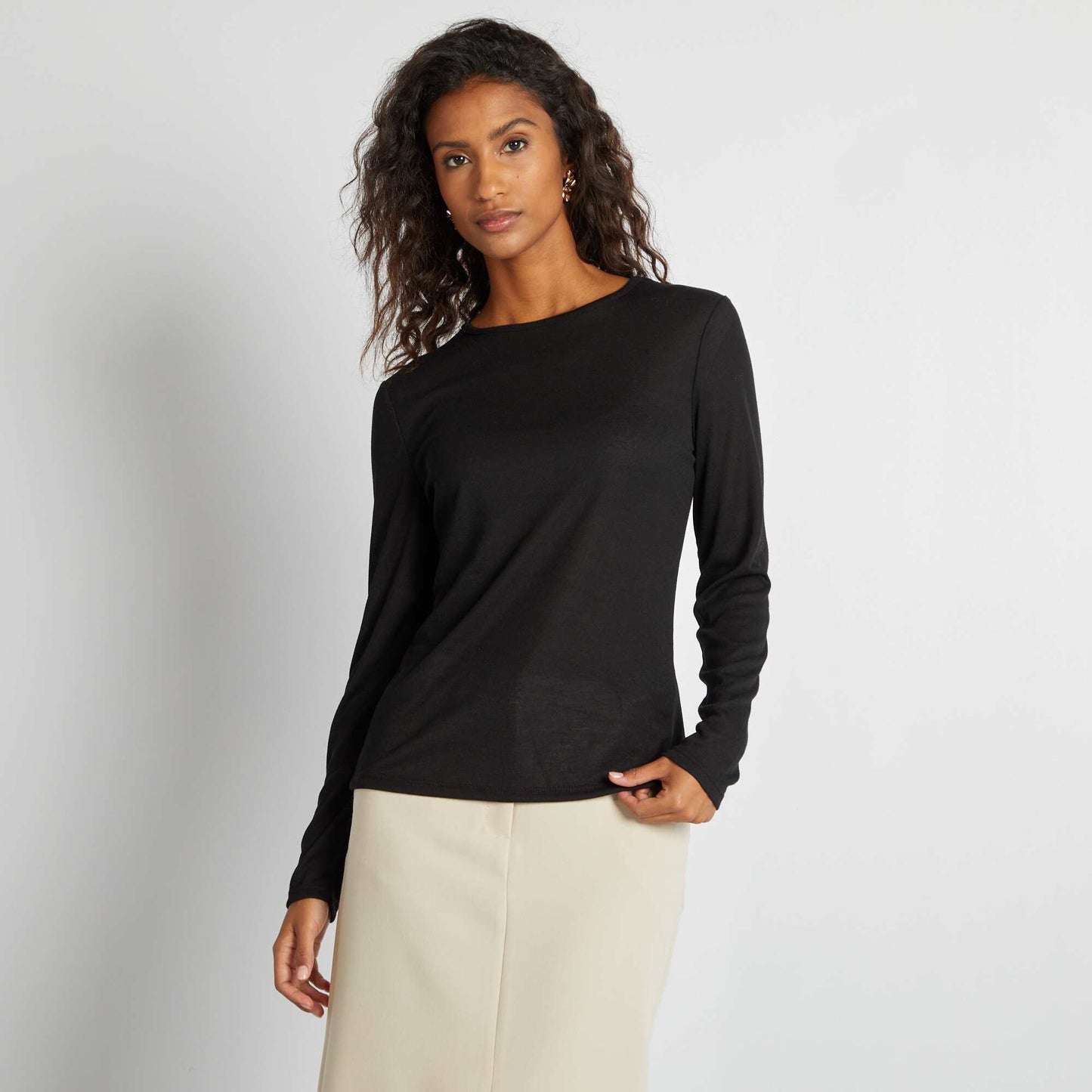 Tee-shirt fluide maille moulinée noir