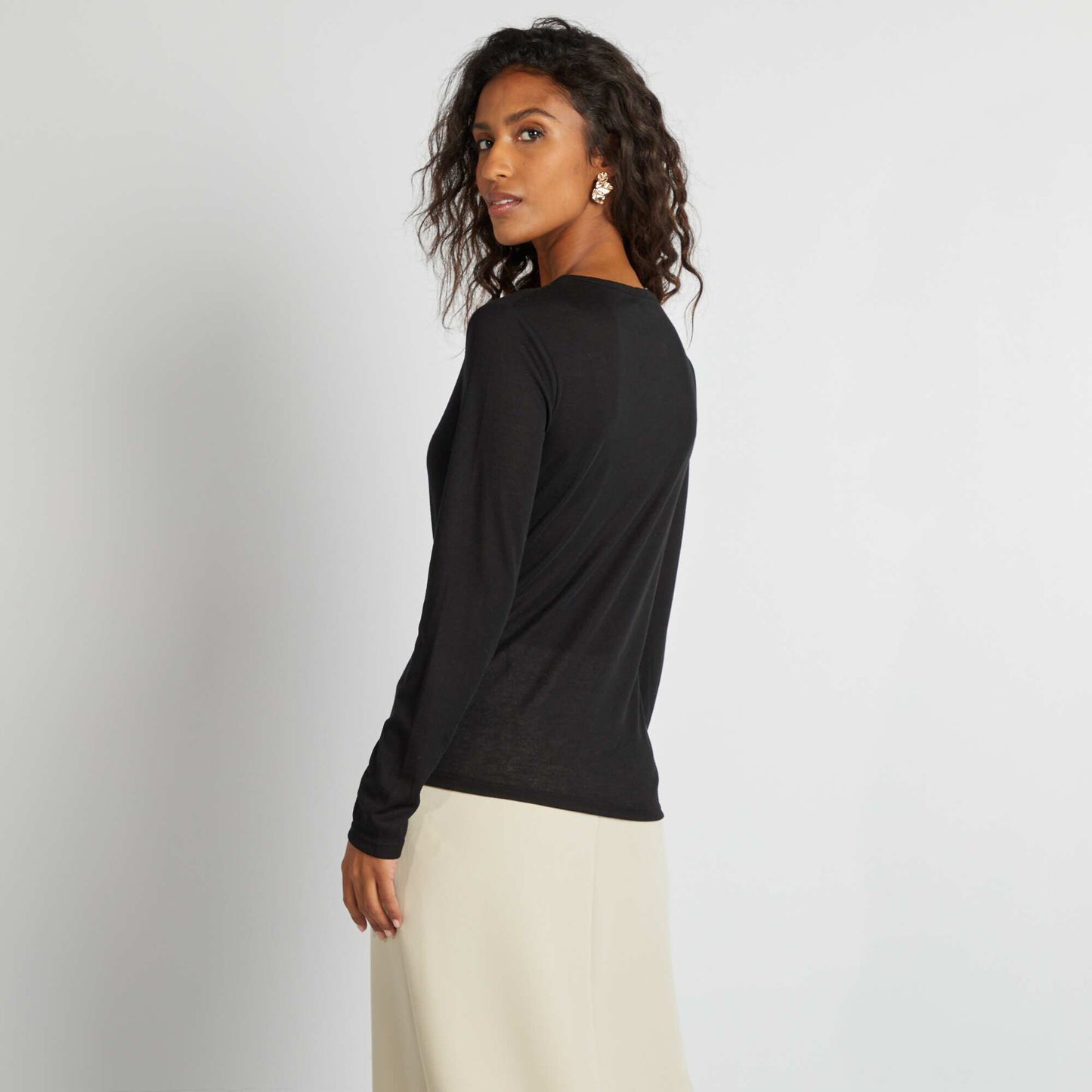 Tee-shirt fluide maille moulinée noir