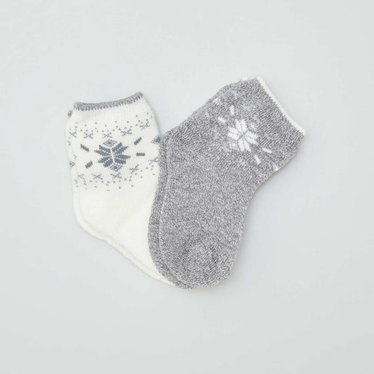 Chaussettes isolantes - lot de 2 Blanc/gris