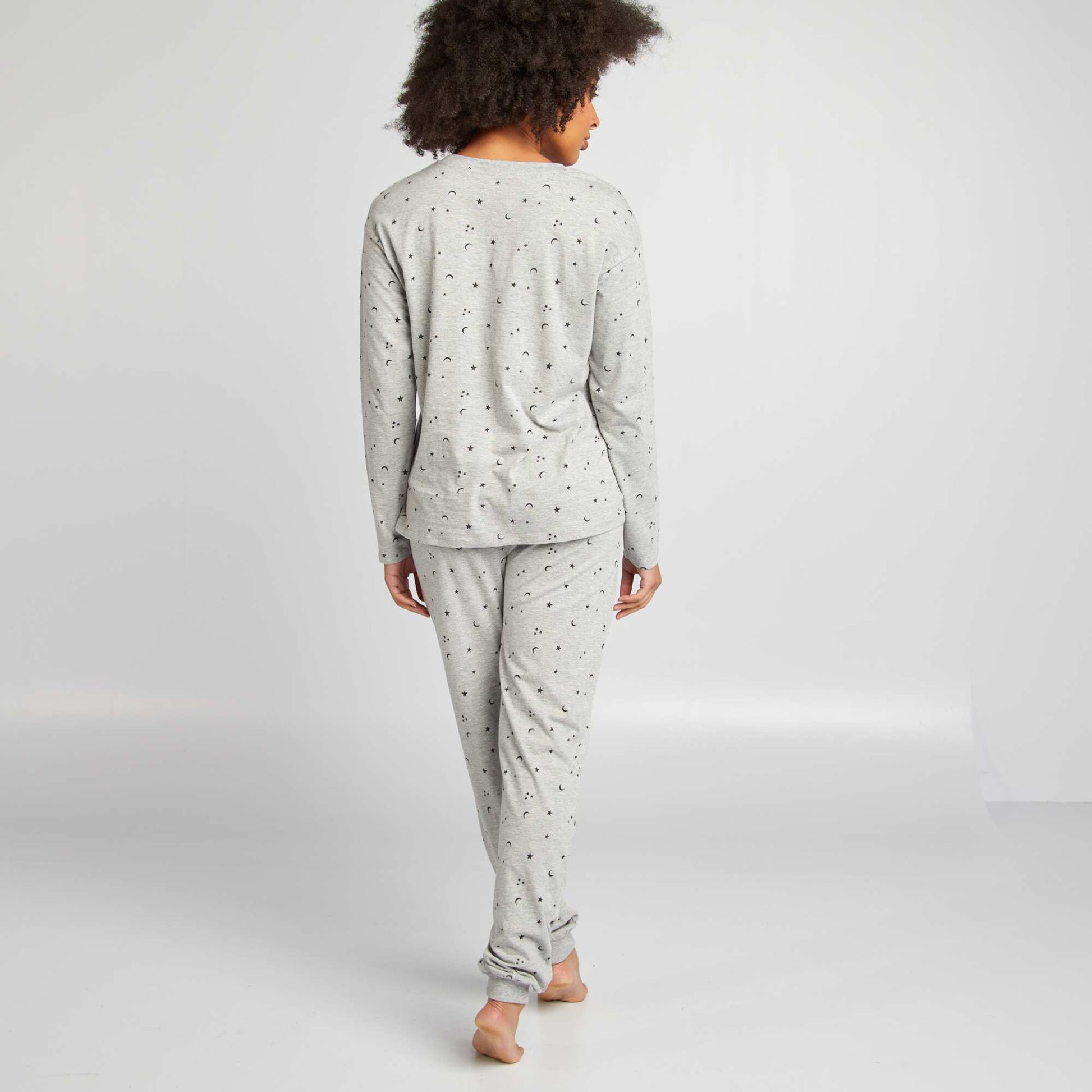 Ensemble pyjama tee-shirt + pantalon imprimé Gris