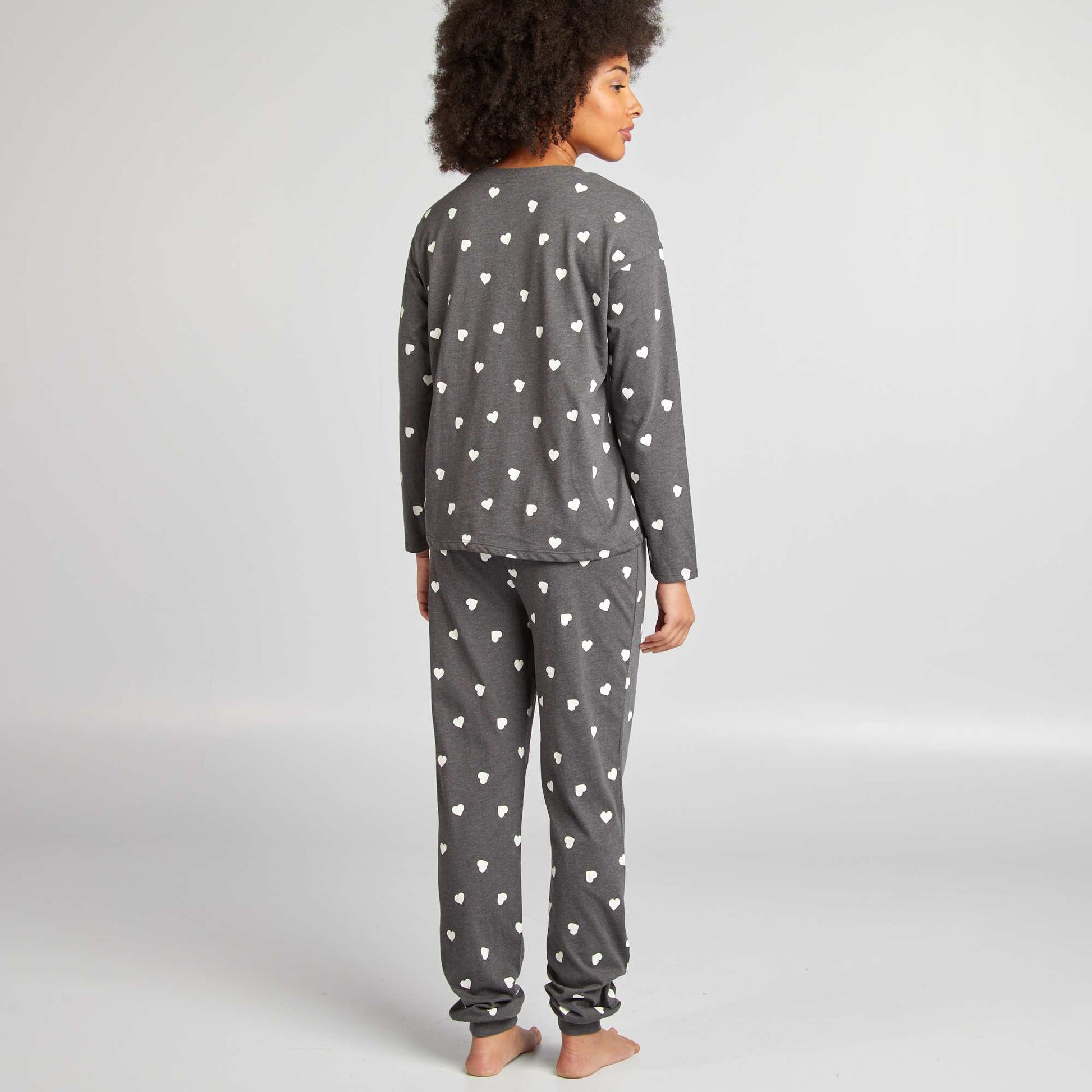 Ensemble pyjama tee-shirt + pantalon imprim Gris fonc