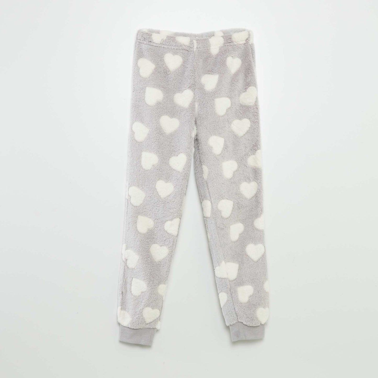 Pyjama chaud imprim coeur - 2 pi ces Gris/blanc