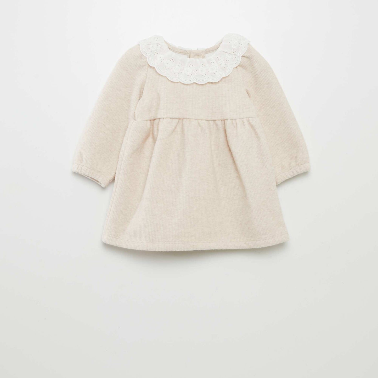 Robe en maille épaisse côtelée Beige