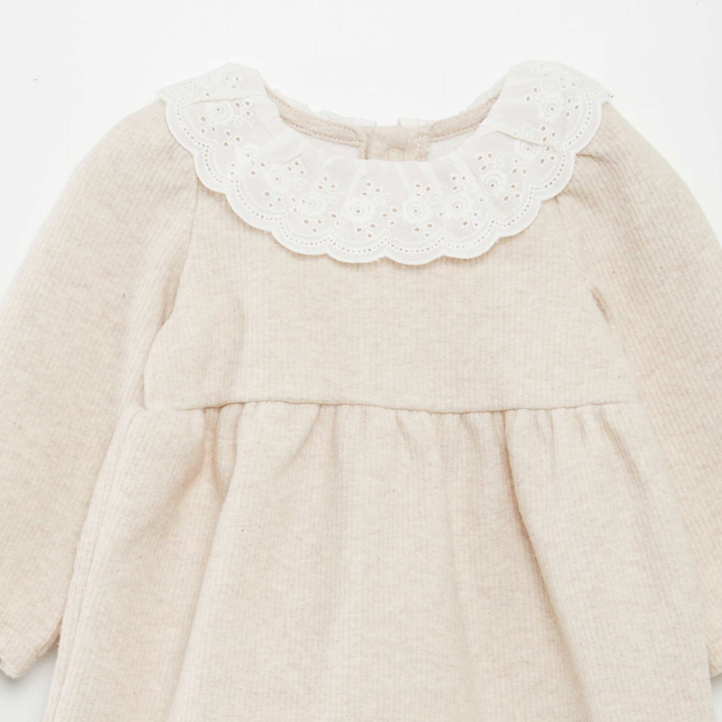 Robe en maille épaisse côtelée Beige