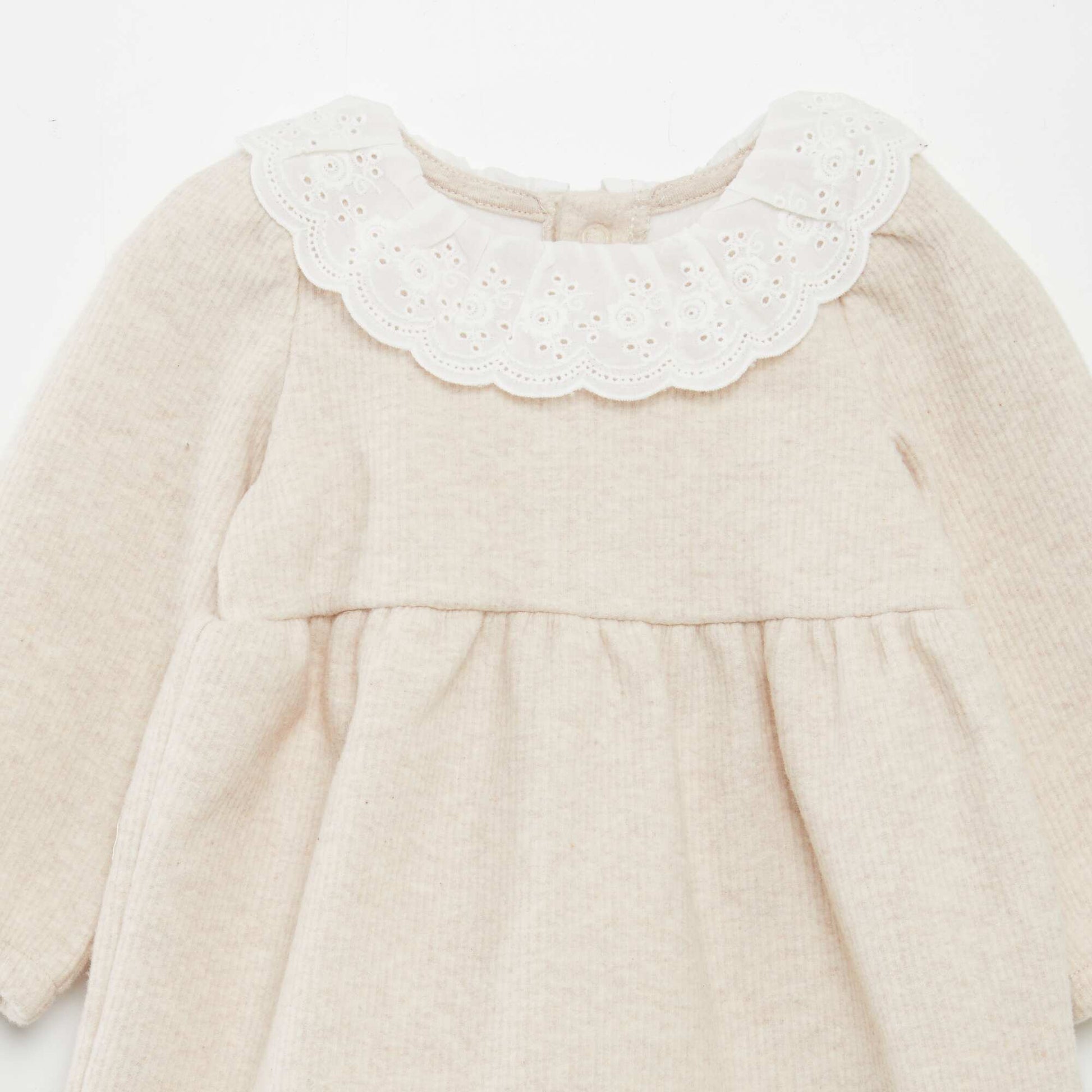 Robe en maille épaisse côtelée Beige