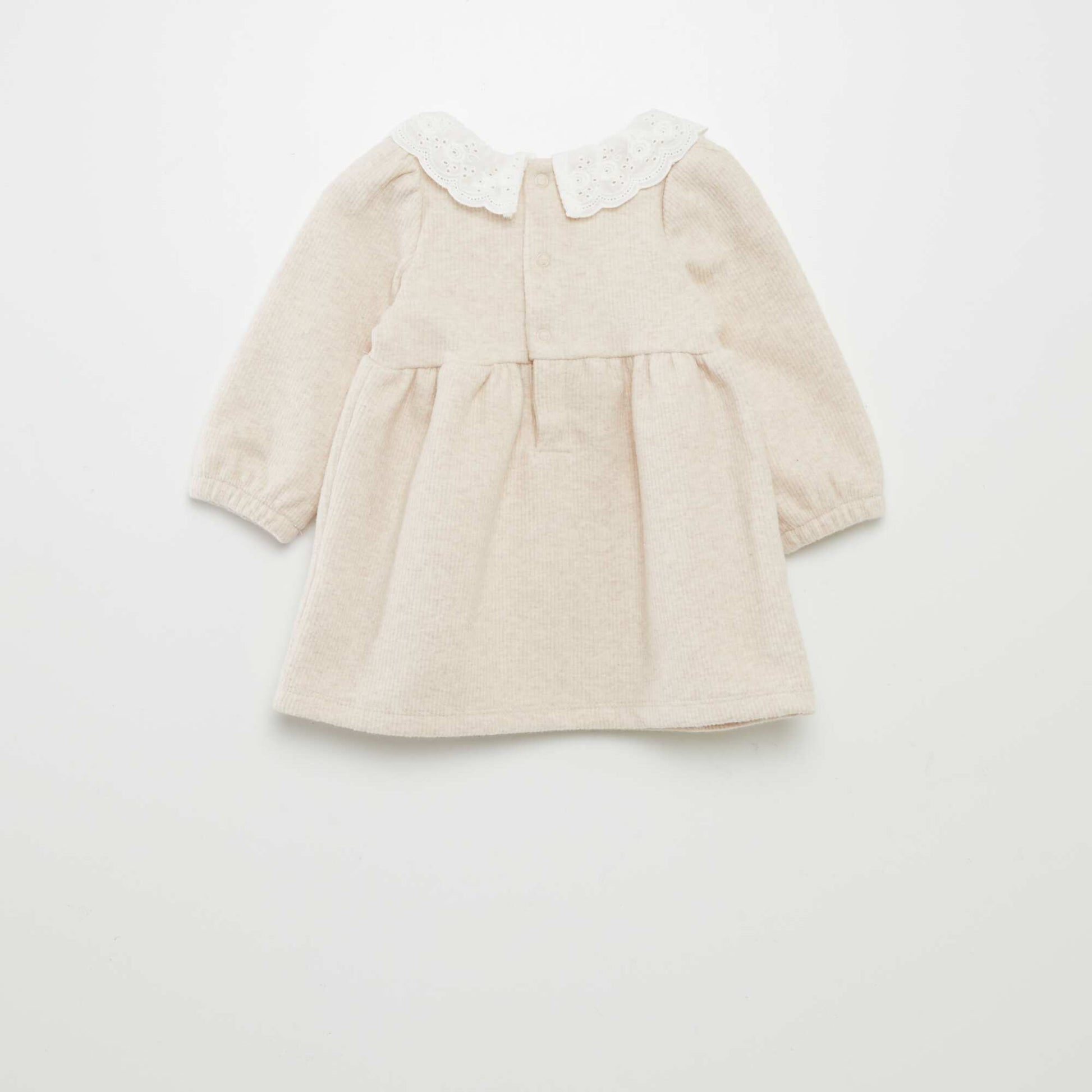 Robe en maille épaisse côtelée Beige