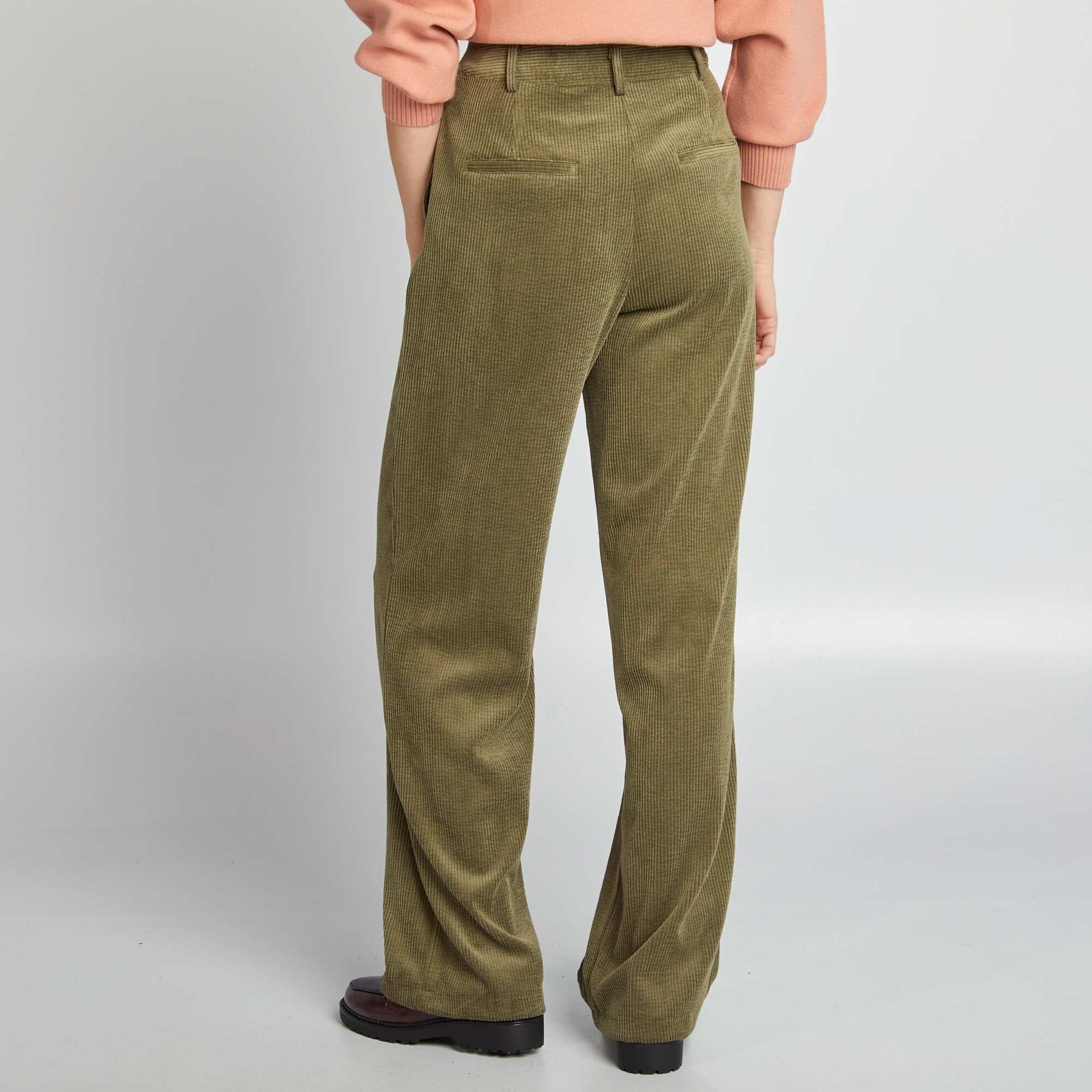 Pantalon large en velours Kaki