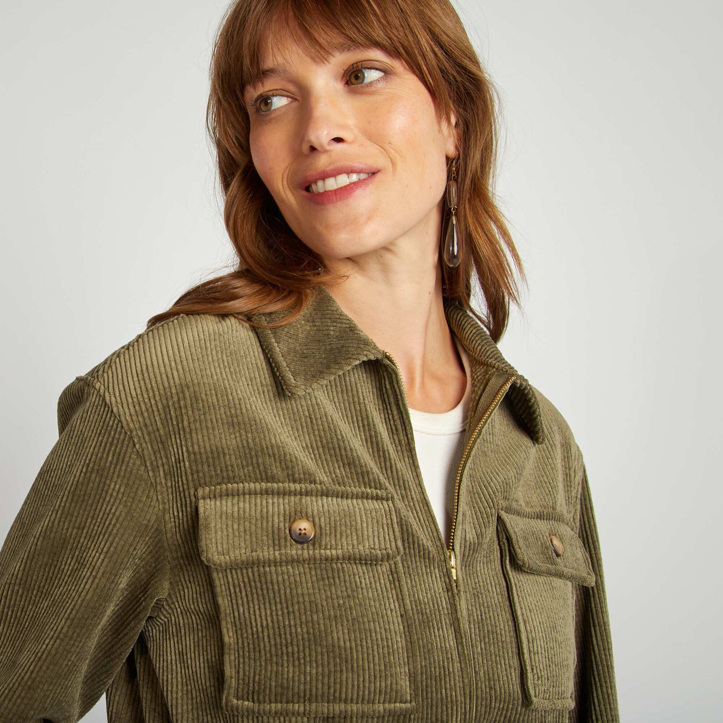 Combinaison longue en velours Kaki