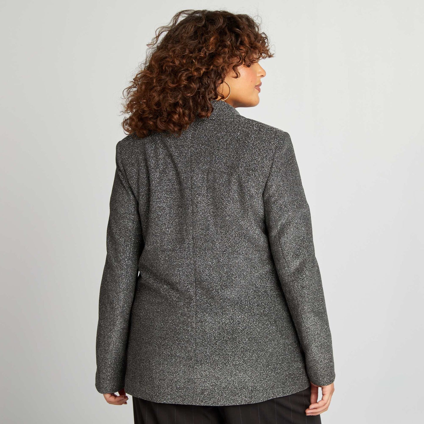 Veste mi-longue à paillettes GRIS