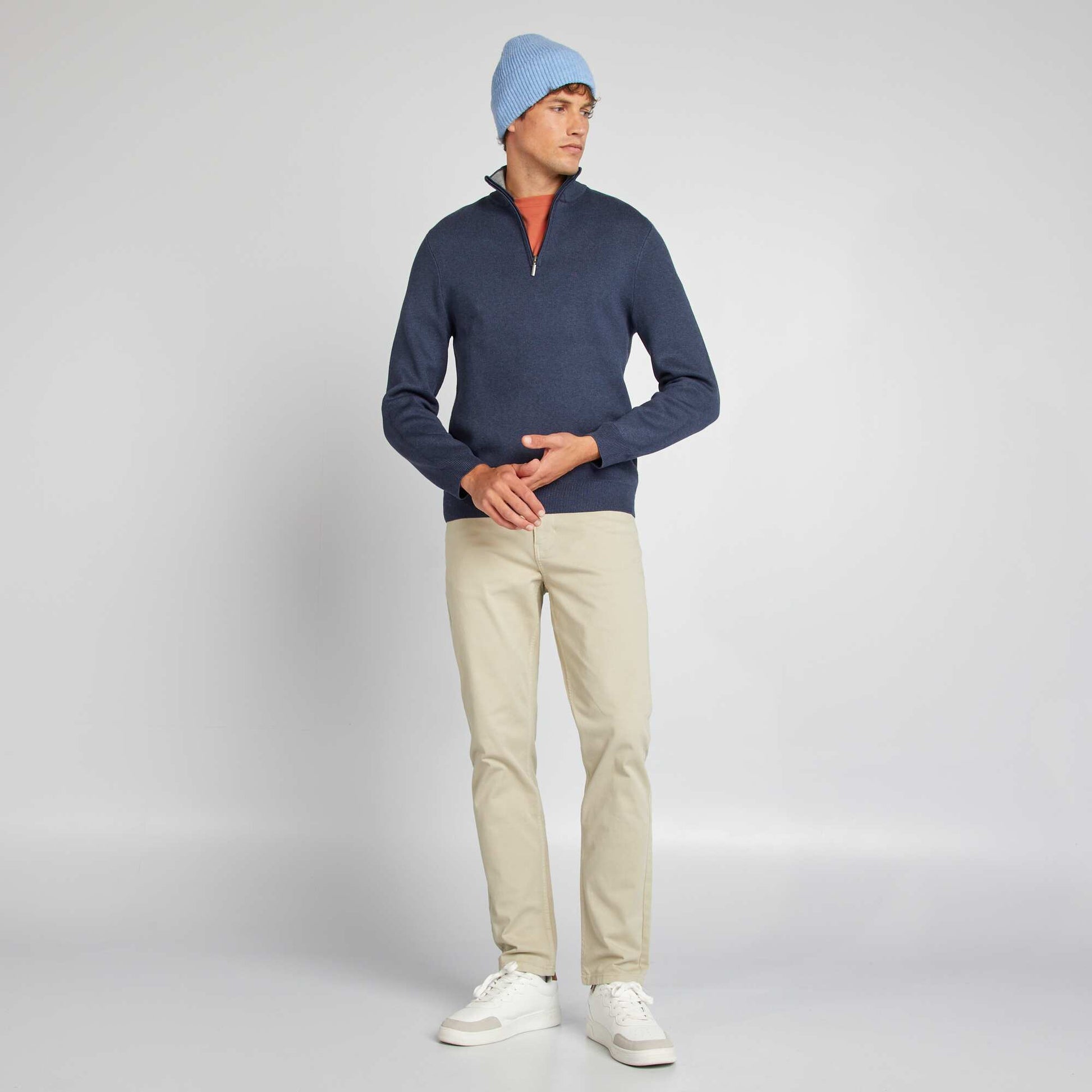 Pull uni col camionneur Bleu