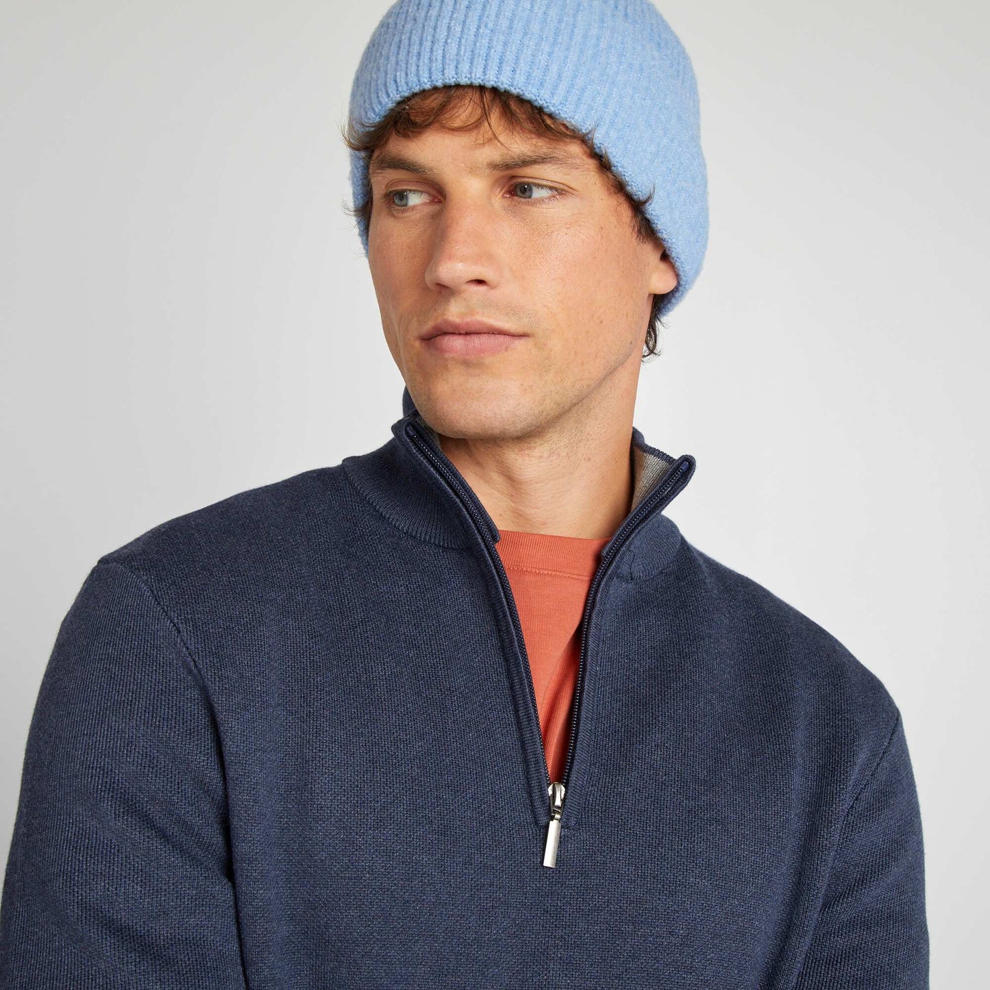 Pull uni col camionneur Bleu