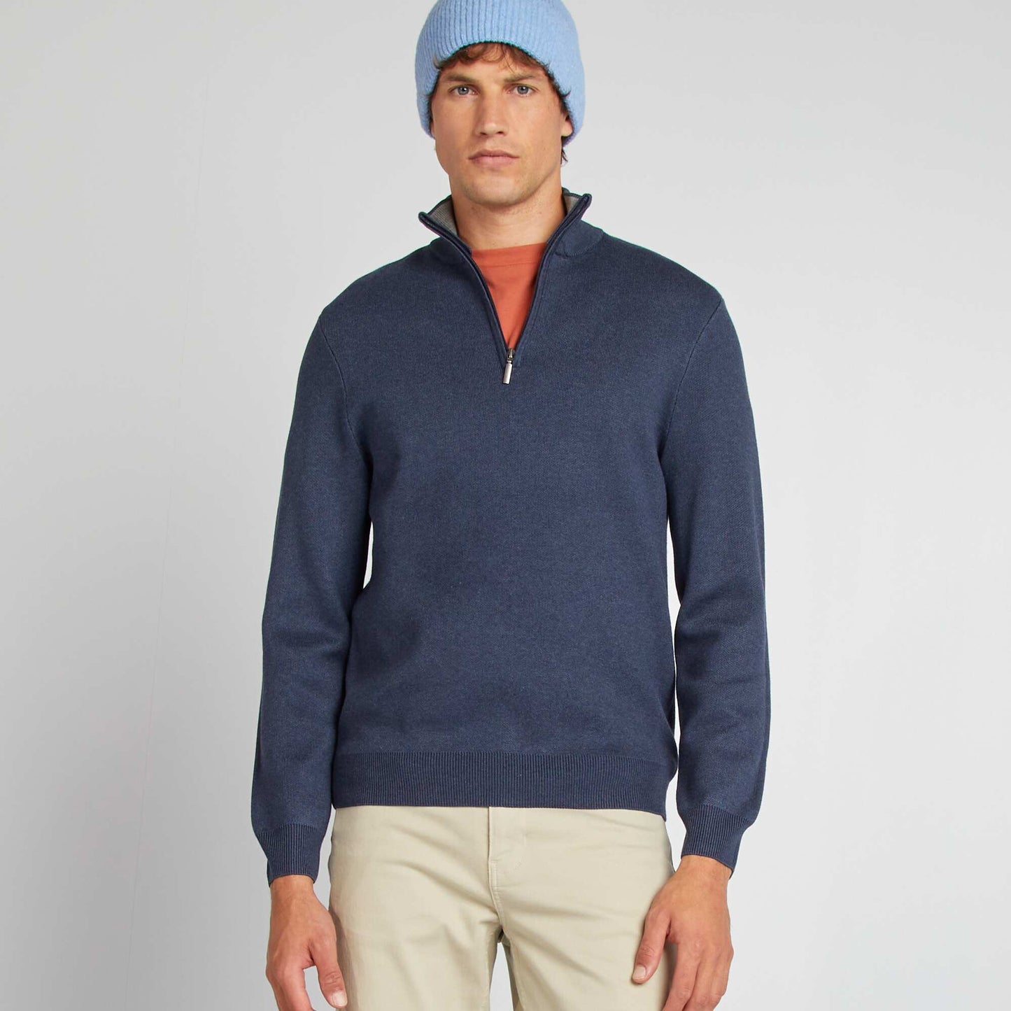 Pull uni col camionneur Bleu