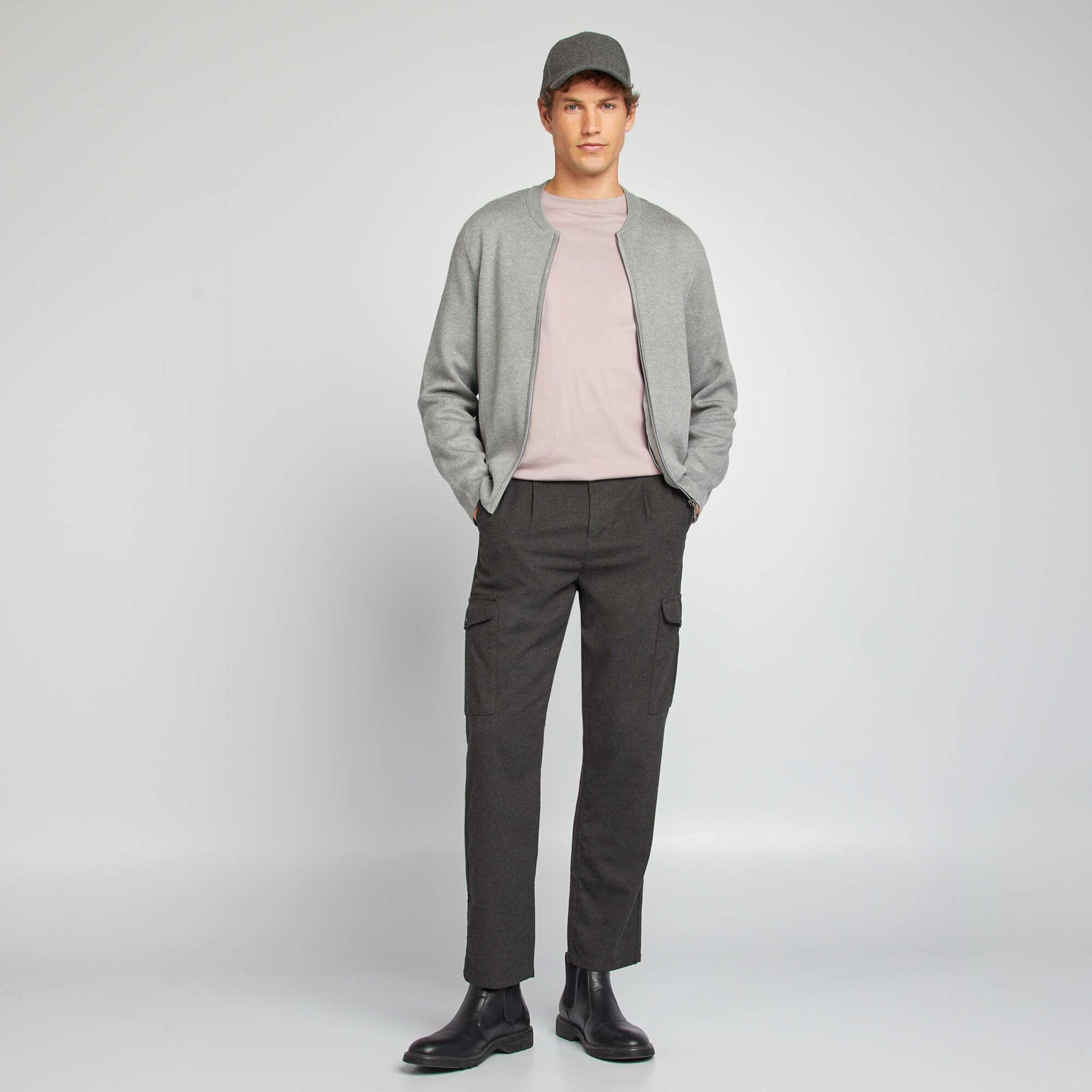 Gilet zippée en maille épaisse Gris