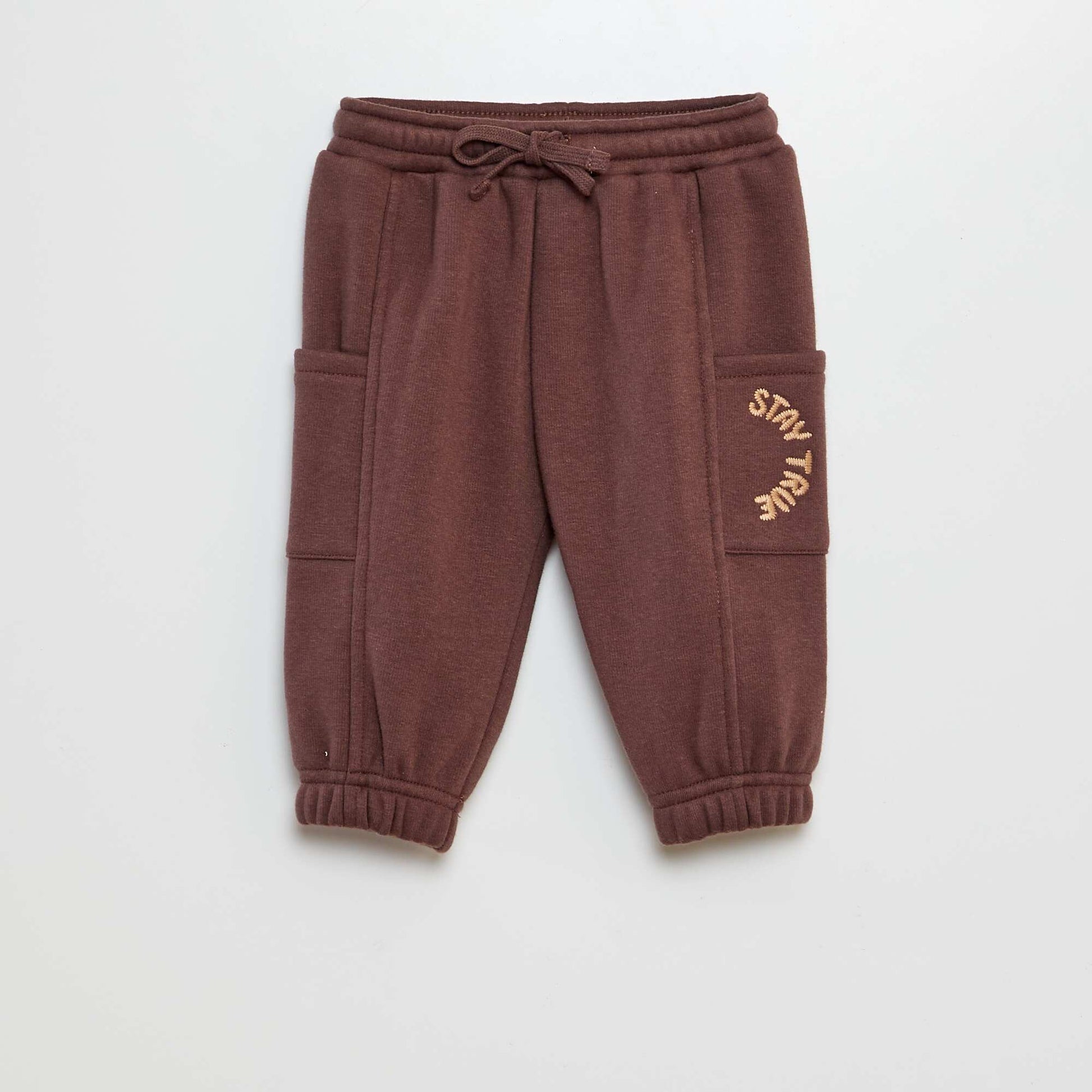 Pantalon jogging avec 2 poches plaqu es Marron