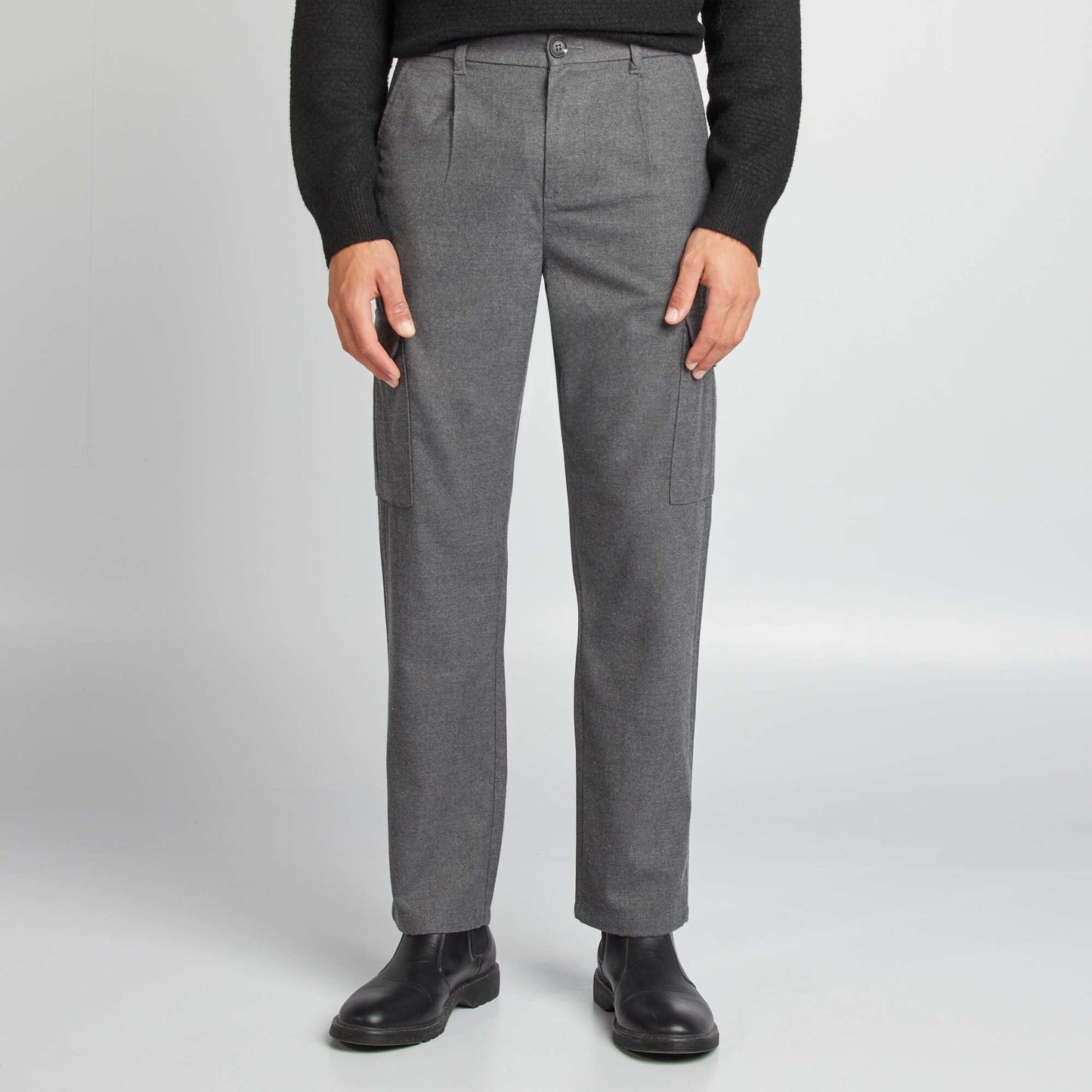 Pantalon fuselé en flanelle Gris clair