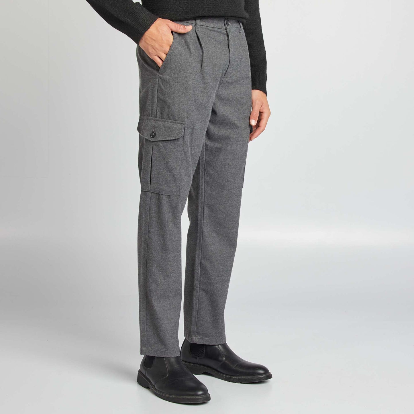 Pantalon fuselé en flanelle Gris clair