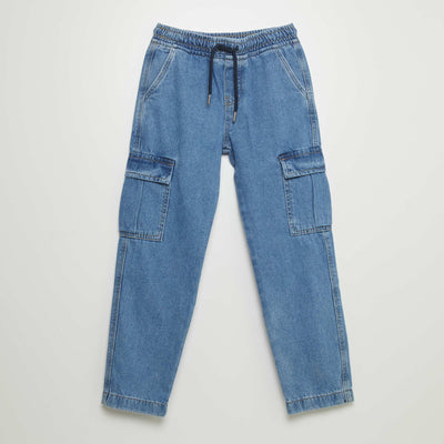 Pantalon denim multipoches Bleu
