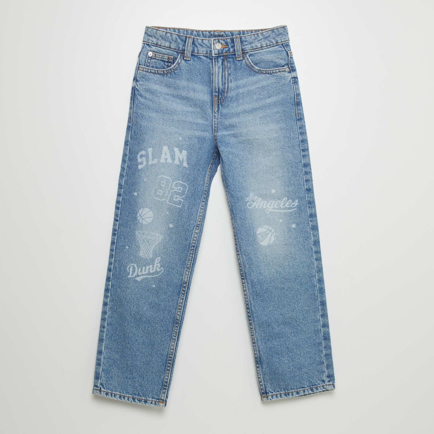 Pantalon en jean avec inscriptions 'Basketball' BLEU