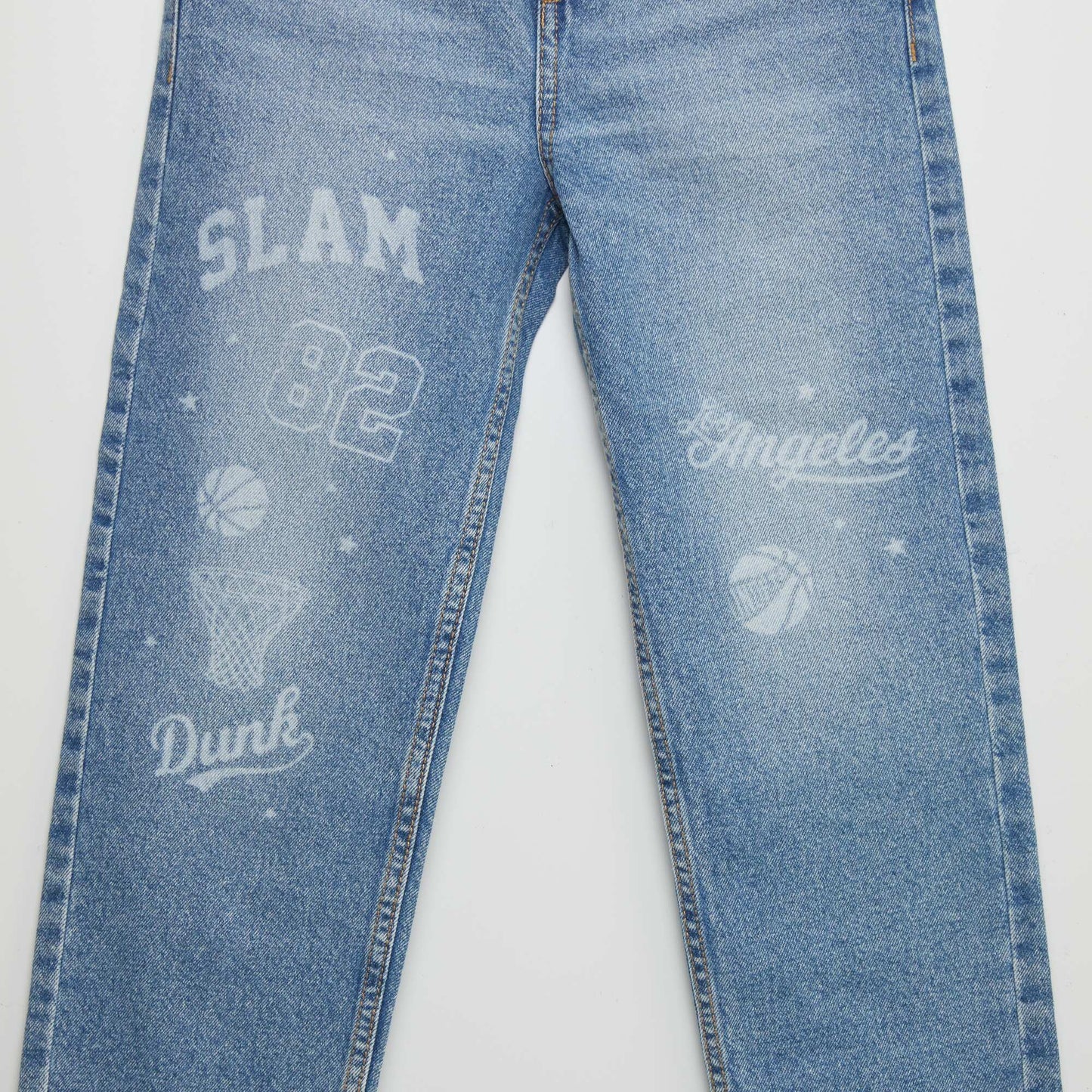 Pantalon en jean avec inscriptions 'Basketball' BLEU