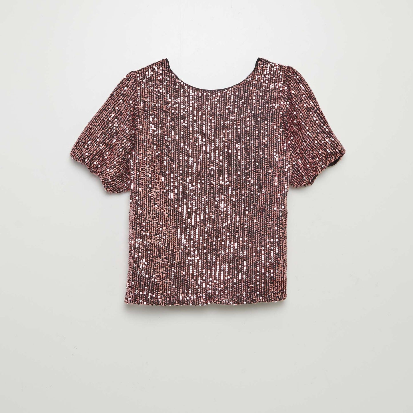 Blouse manches courtes sequins Rose