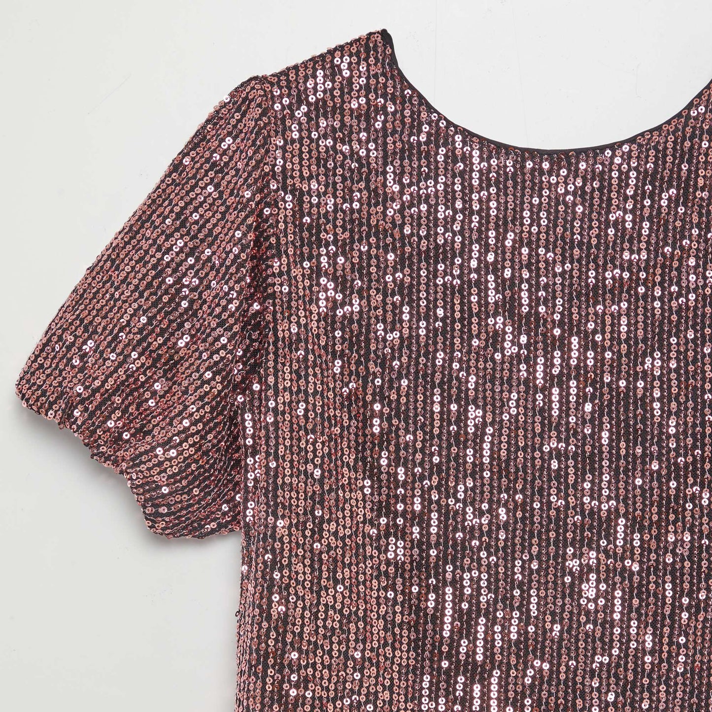 Blouse manches courtes sequins Rose