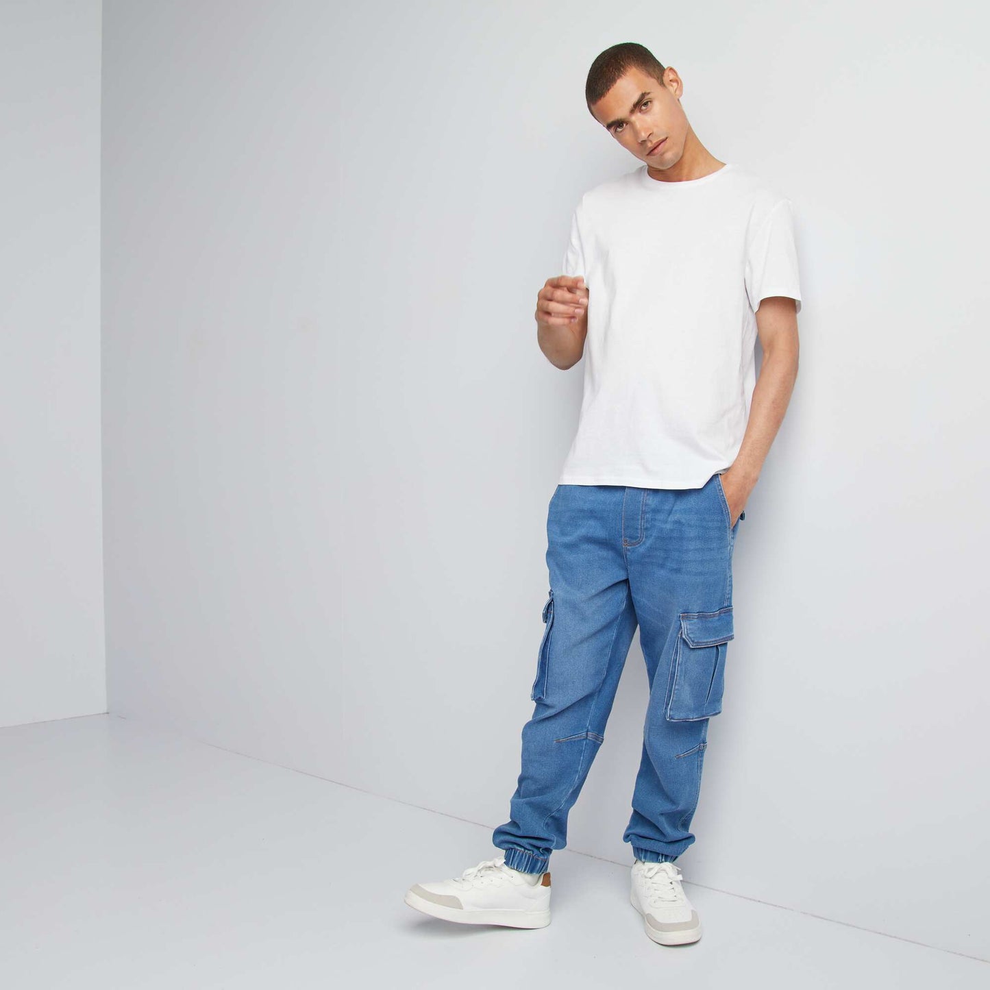 Pantalon jogger en denim Bleu