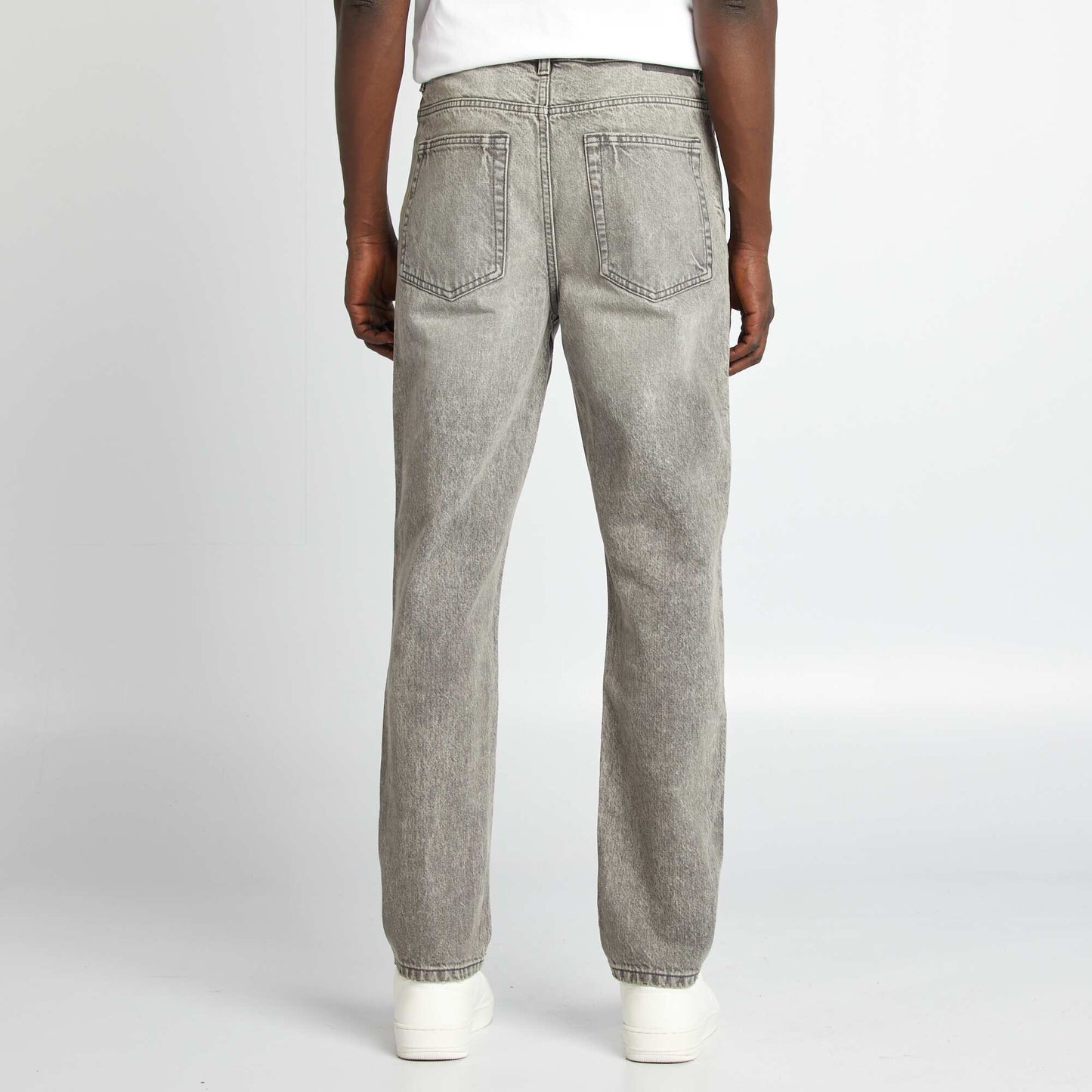 Pantalon denim straight 5 poches Gris