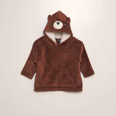 Sweat capuche en polaire Marron