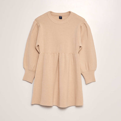 Robe pull en maille Beige