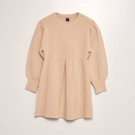 Robe pull en maille Beige