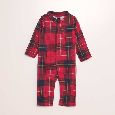 Pyjama carreaux avec col chemise Rouge