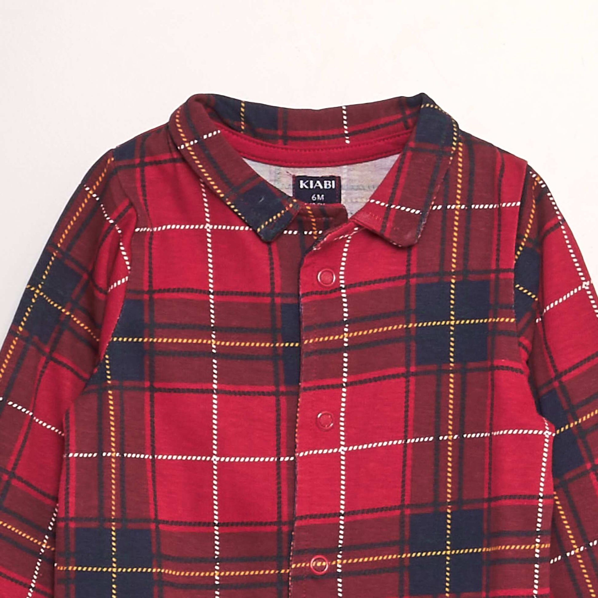 Pyjama carreaux avec col chemise Rouge