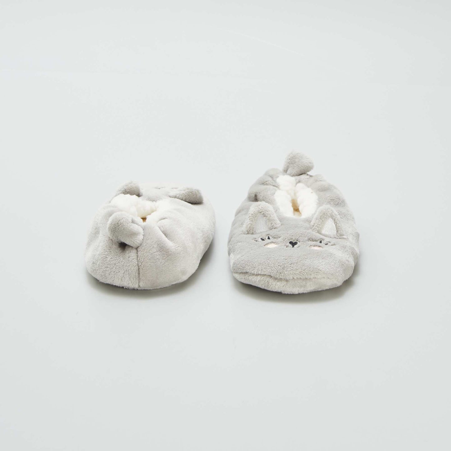 Chaussons en polaire animés 'chat' Gris