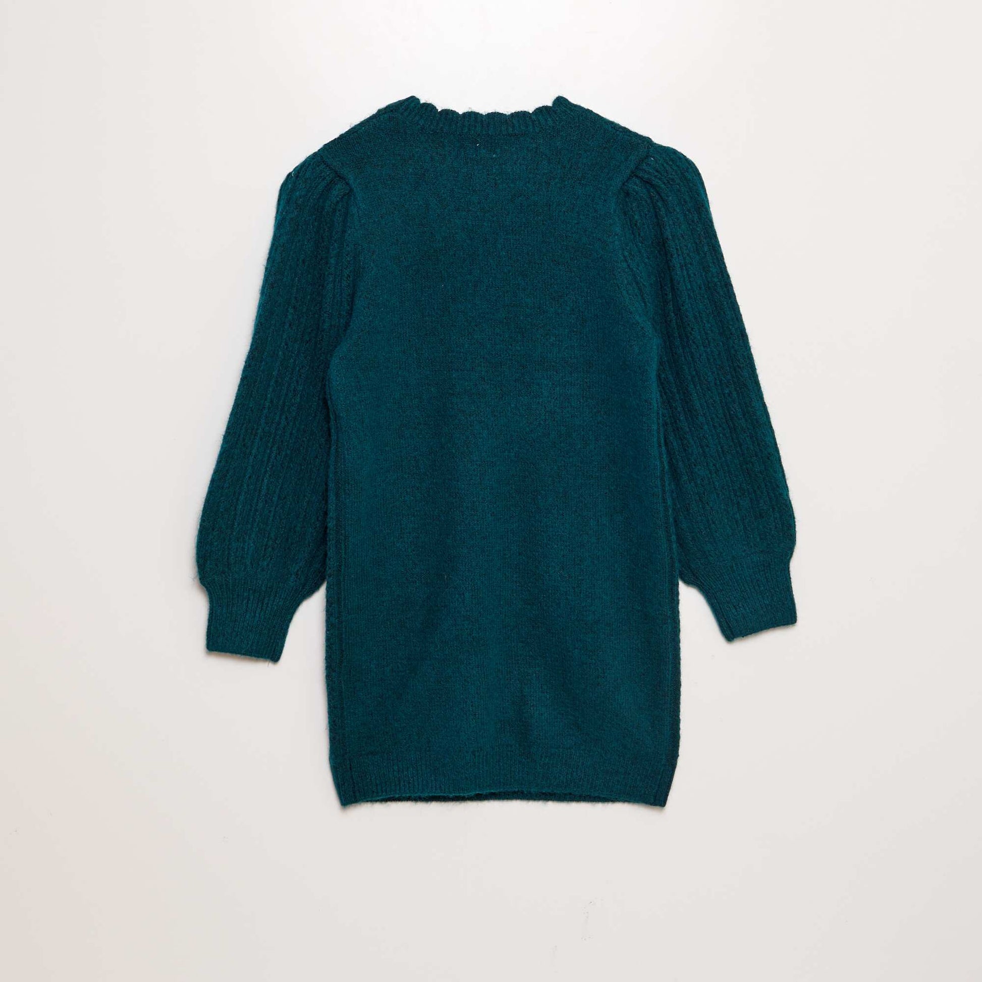 Robe pull en maille ajourée et torsadée vert