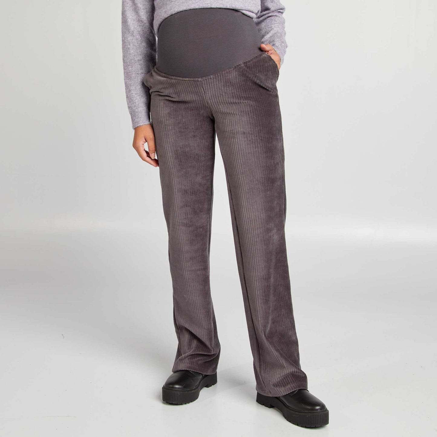 Pantalon maternité velours côtelé Gris taupe