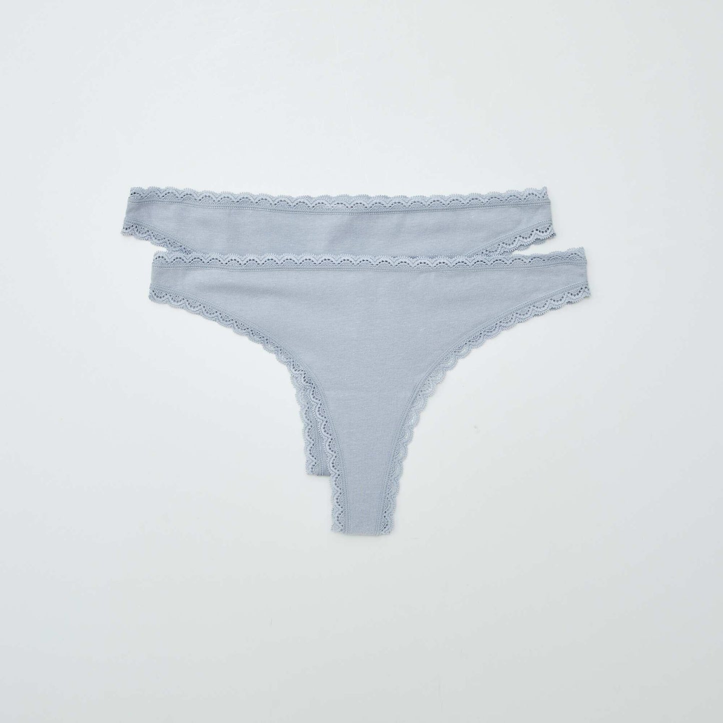 Lot de 2 tangas en coton BLEU GRISé