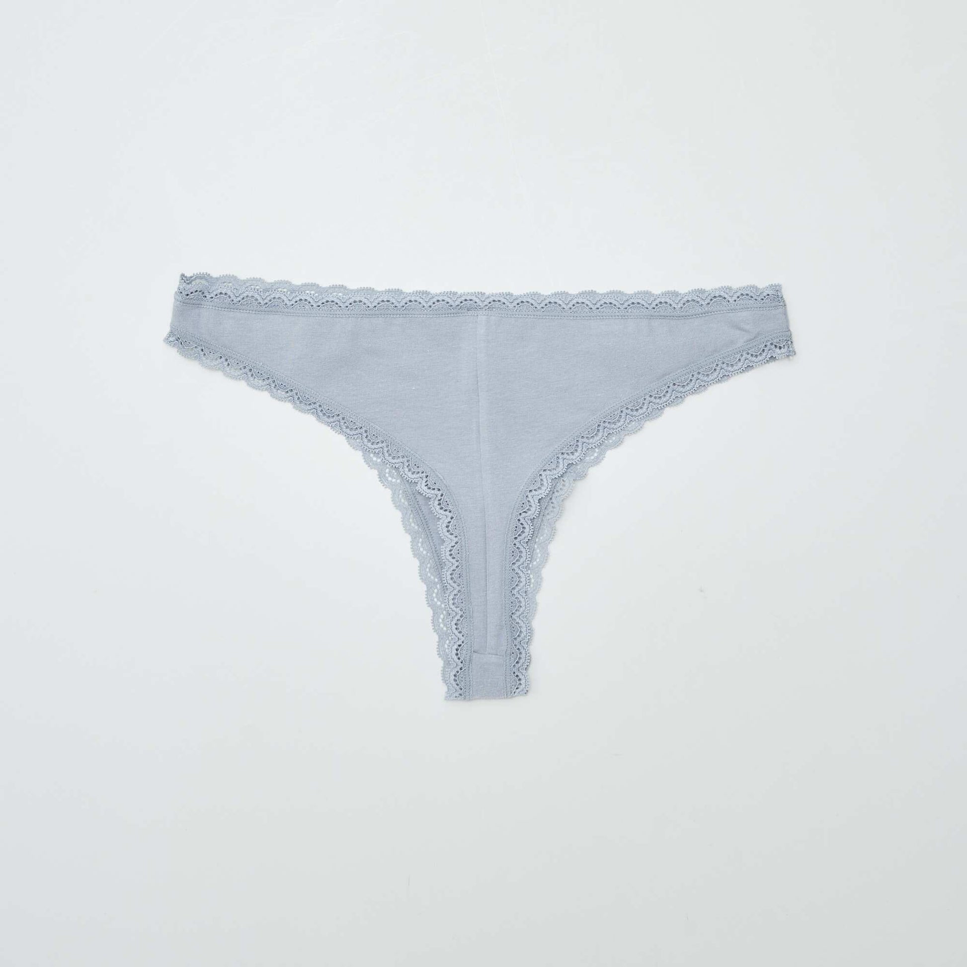 Lot de 2 tangas en coton BLEU GRISé