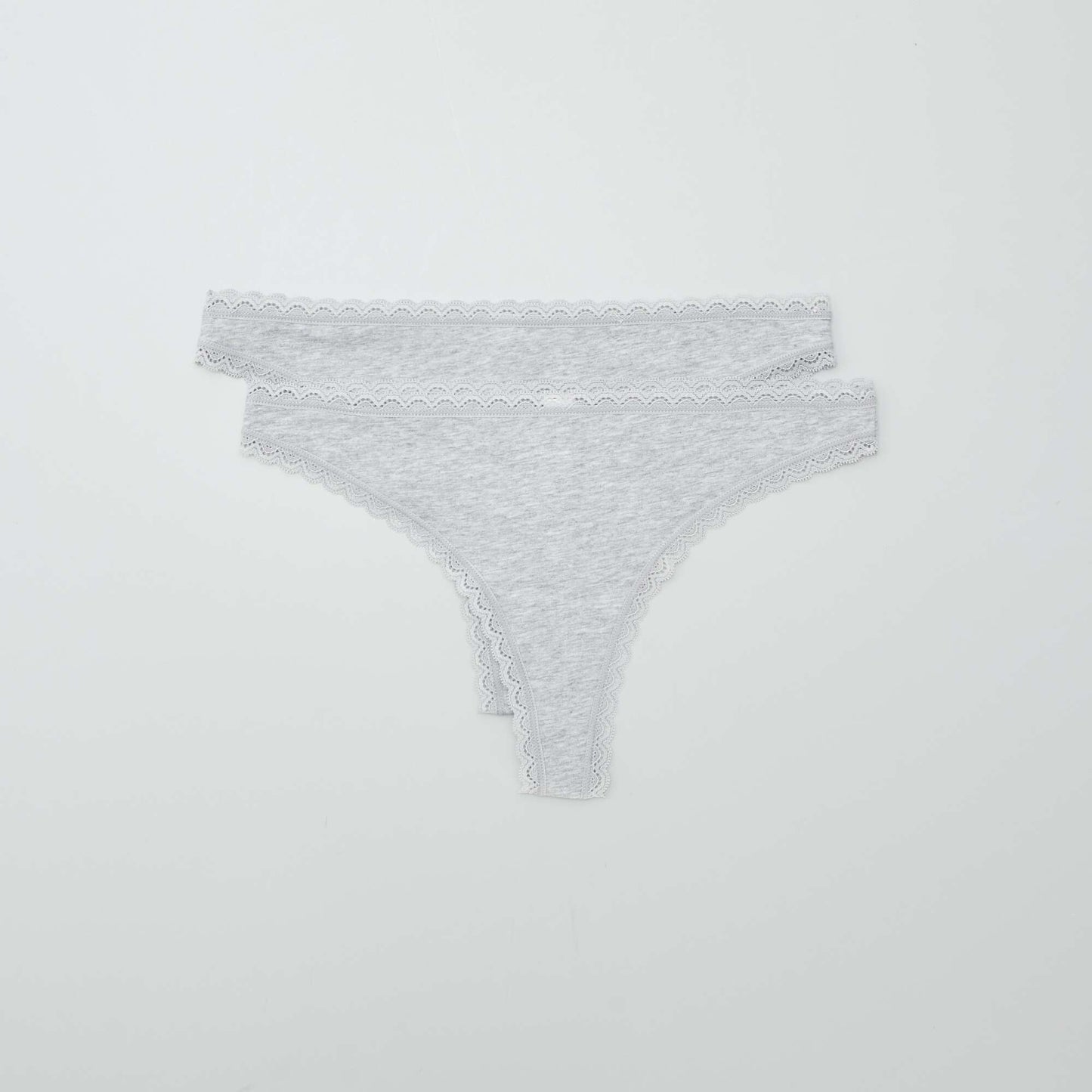 Lot de 2 tangas en coton GRIS CHINé
