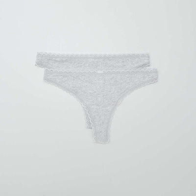 Lot de 2 tangas en coton GRIS CHINé