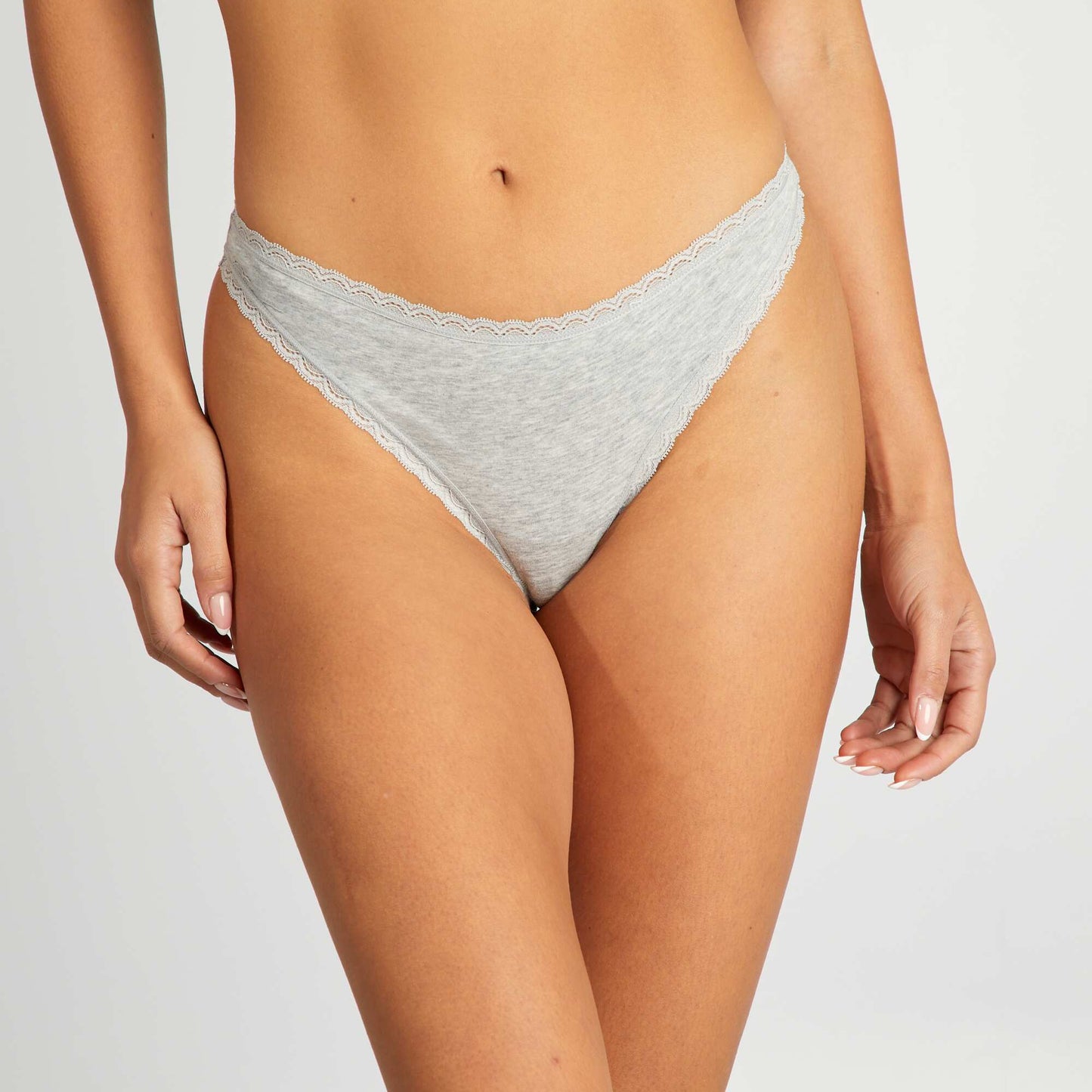 Lot de 2 tangas en coton GRIS CHINé