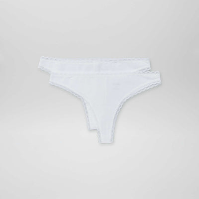 Lot de 2 tangas en coton BLANC
