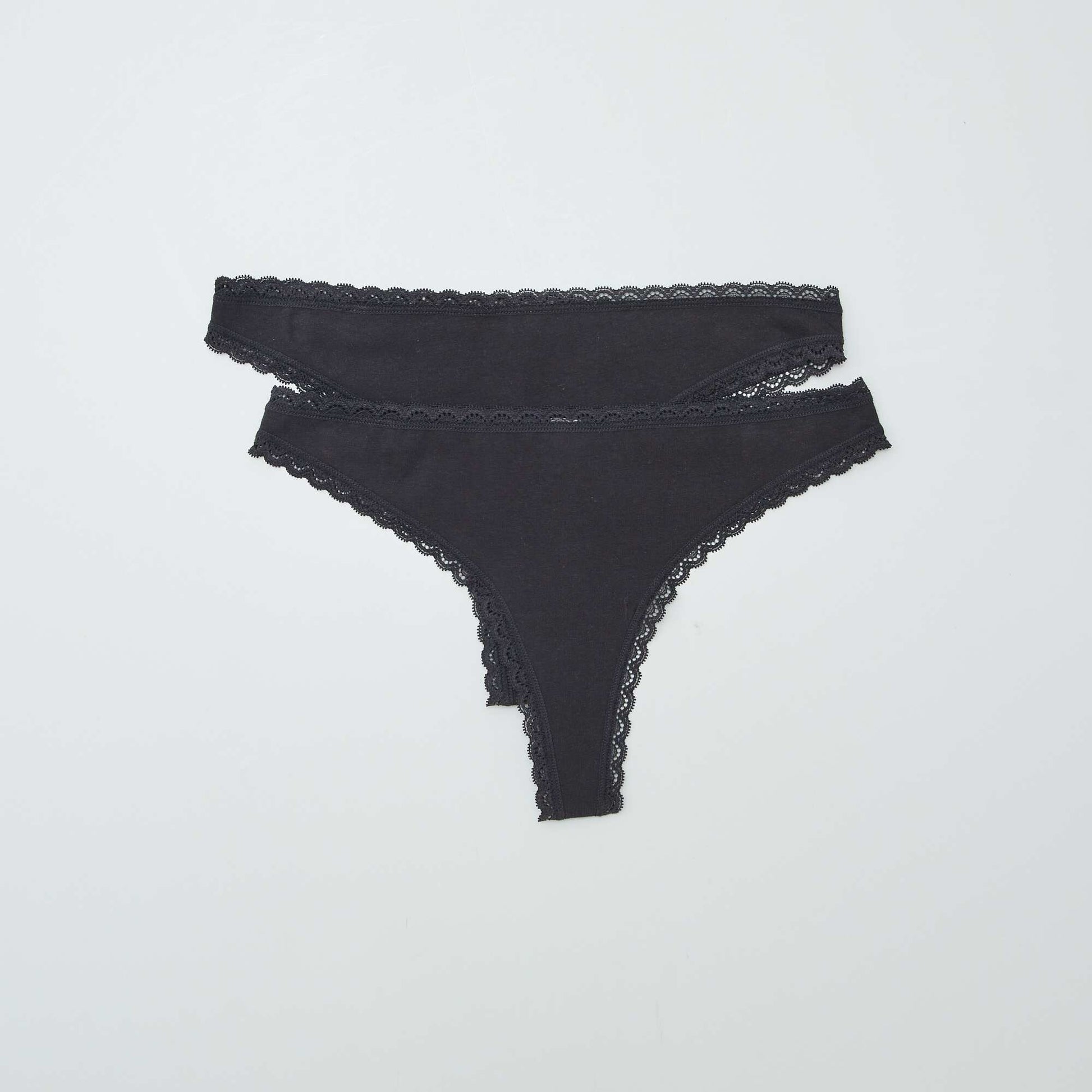 Lot de 2 tangas en coton NOIR