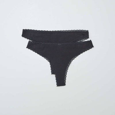 Lot de 2 tangas en coton NOIR