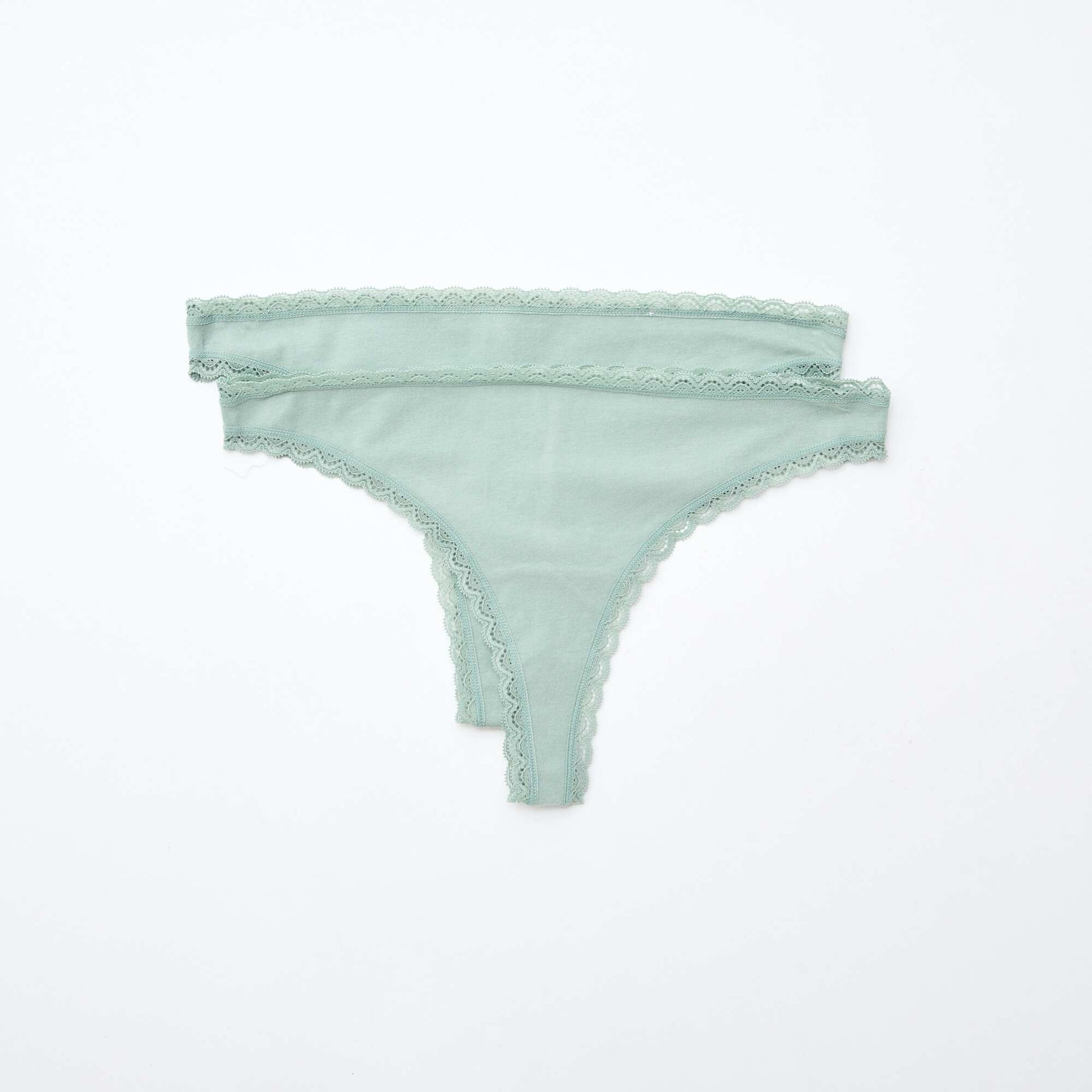 Lot de 2 tangas en coton VERT