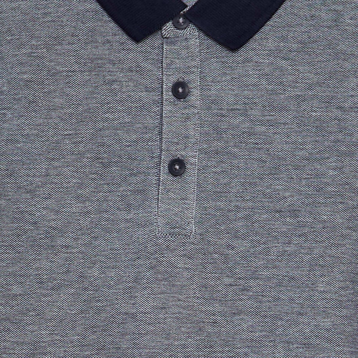 Polo en piqué de coton manches longues Bleu gris