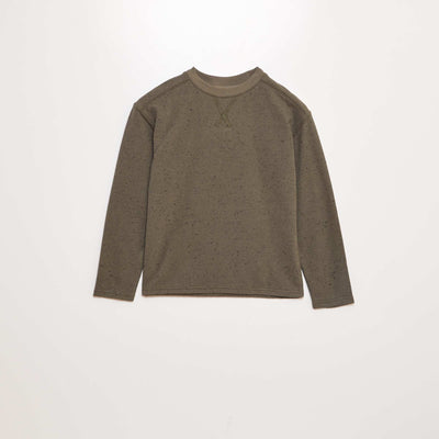 Pull col rond mouchetée Kaki
