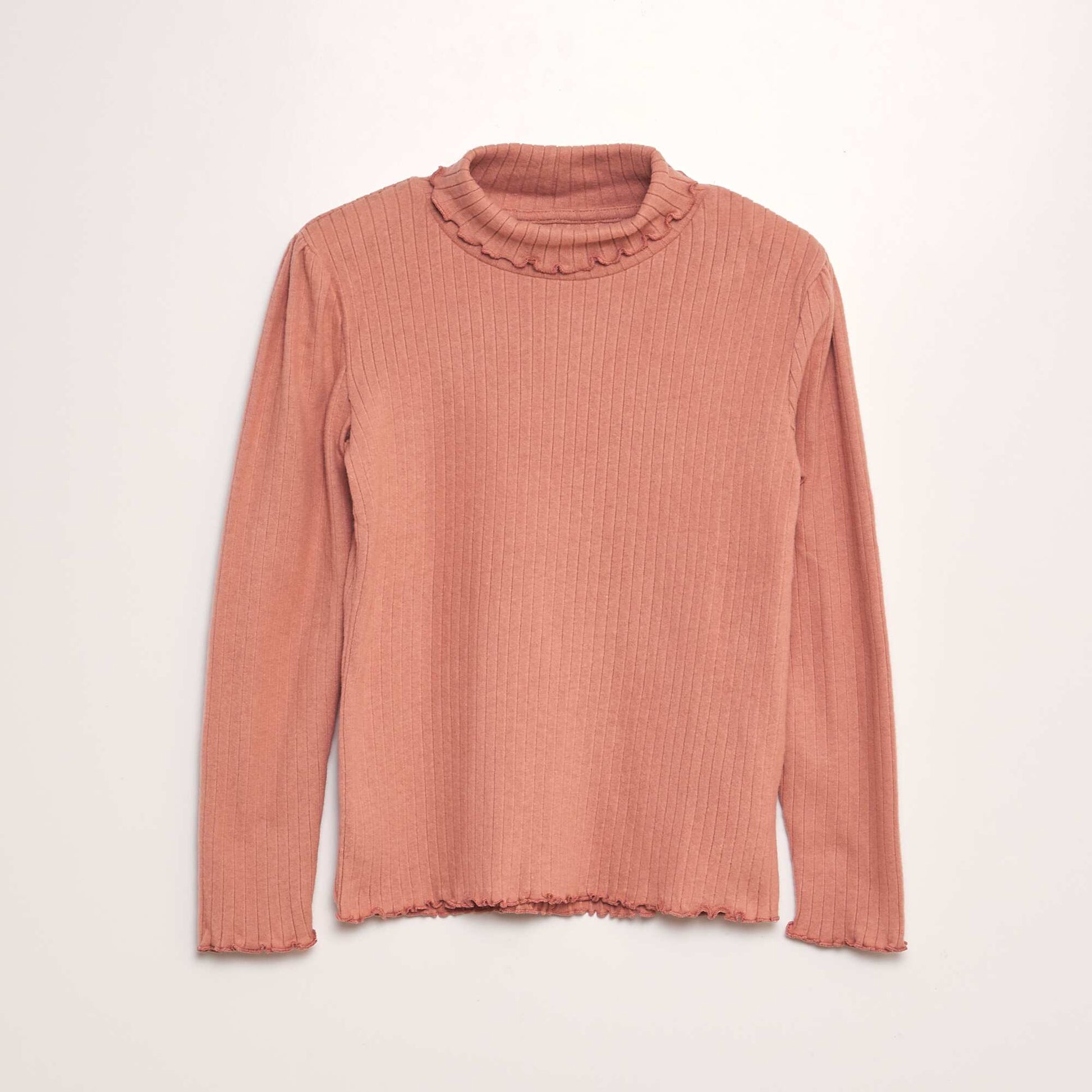 T-shirt maille doudou avec col montant Rose